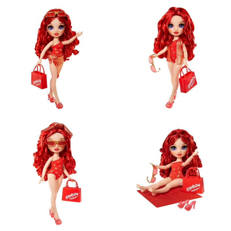 Rainbow High Swim &#38; Style Ruby Red 11&#39;&#39; Doll with Shimmery Wrap to Style 10+ Ways, Removable Swimsuit, Sandals, Accessories, 5 of 9