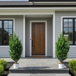 2 PCS 3 ft Artificial Cedar Topiary Trees with Vivid Leaves & Lifelike Trunk,Weather Proof Fake Cypress Shrubs Outdoor - 1 of 4