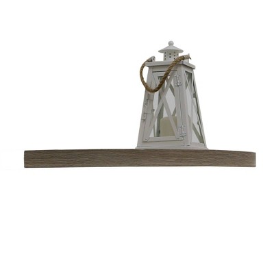 17" Driftwood Gray Floating Corner Shelf with EZ Anchors