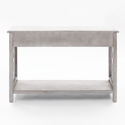 Gray Wood Console Table with Storage and Shelf