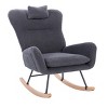 GlasFlength Accent Chairs Plush Teddy Fabric Rocking Chair with Ergonomic Backrest for Nursery Living Room, Black, 25.19"*34.25"*36.22" - 2 of 4