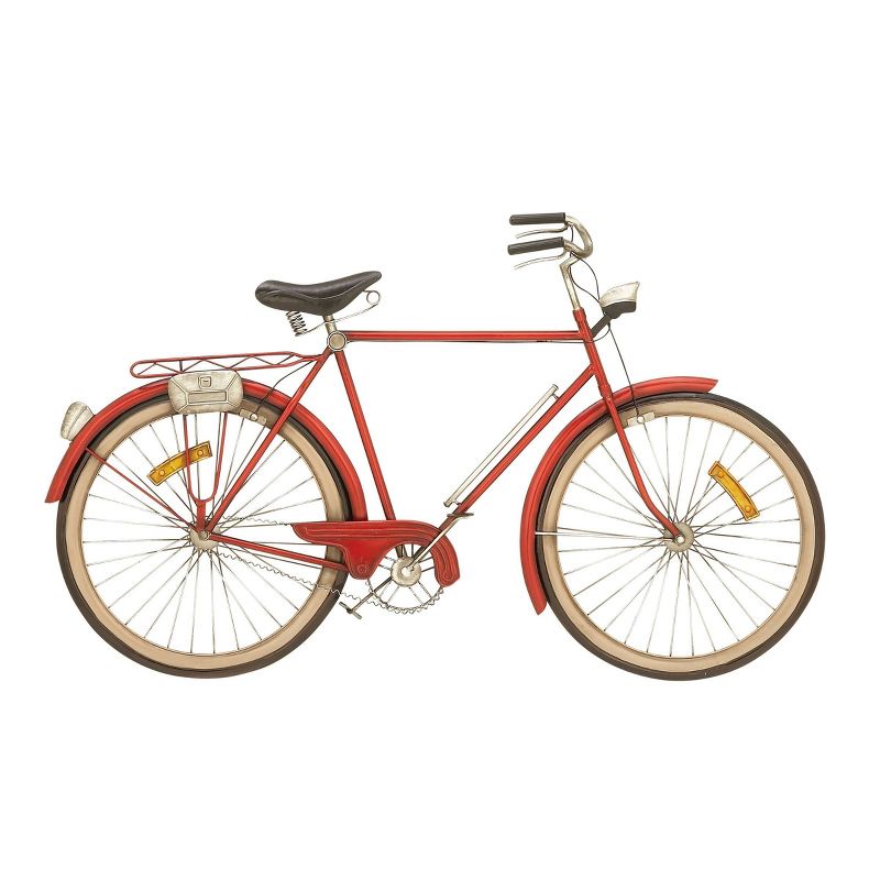 24&#34; x 39&#34; Metal Bike Wall Decor with Seat and Handles Red - Olivia &#38; May, 4 of 7