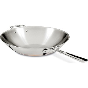 All-Clad Copper Core 5-Ply Stainless Steel Wok 14 Inch Induction Oven Broiler Safe 600F Pots and Pans, Cookware Silver - 1 of 3