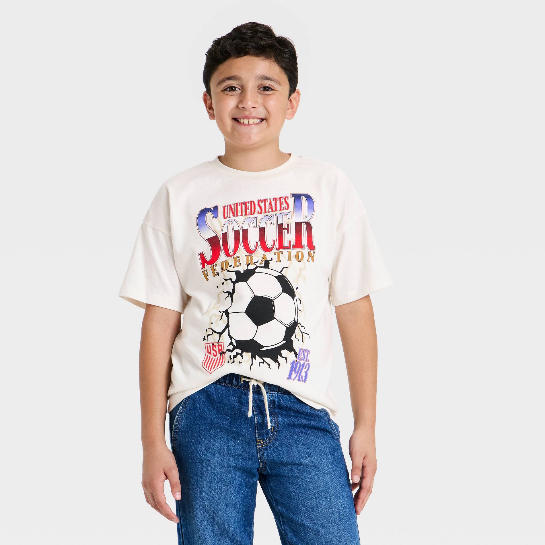 Boys' United States Soccer Federation Short Sleeve Graphic T-Shirt - White