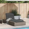 vidaXL Sunbed Gray Poly Rattan Outdoor Lounger - Adjustable Backrest with Cushion for Patio, Balcony, Garden or Poolside Relaxation - 2 of 4