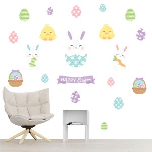 Big Dot of Happiness Spring Easter Bunny - Peel and Stick Nursery and Home Decor Vinyl Wall Art Stickers - Wall Decals - Set of 20 - 1 of 4