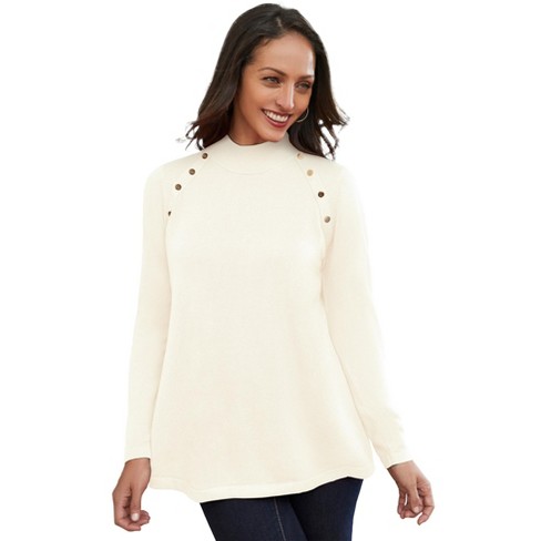 Jessica London 1X Ivory outlet Lace Sleeve Top