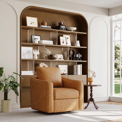 Swivel Accent Chair for Living Room, 360° Rotating Modern Linen Upholstered Armchair