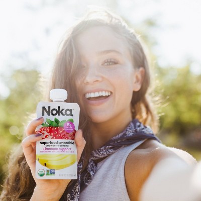 Noka Superfood Smoothies Strawberry Banana + Immune Support - 16.9oz/4pk