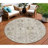 Linen And Ivory Floral Medallion Washable Indoor Outdoor Area Rug - 2 of 4