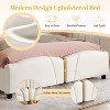 PAGED Full Size Platform Bed with Butterfly Shaped Headboard, PU Leather Wooden Bed Frame for Kids, Teens, Adults, No Box Spring Needed - 3 of 4