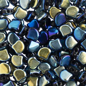 John Bead Matubo 50g Czech Glass 7.5mm Jet Full AB Ginko Leaf Beads - 1 of 2