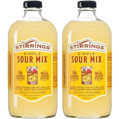 Stirrings Simple Sour Cocktail Mix 750ml Bottles - Real Juice No Preservatives - 70 Calories - Drink Mixer