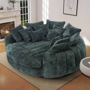 Aukfa 81.1" Cloud Couch Sleeper Sofa, Oversized Round Chaise Lounge Chair Indoor, with 18 Pillows, Upholstered Barrel Daybed for Living Room - 1 of 4