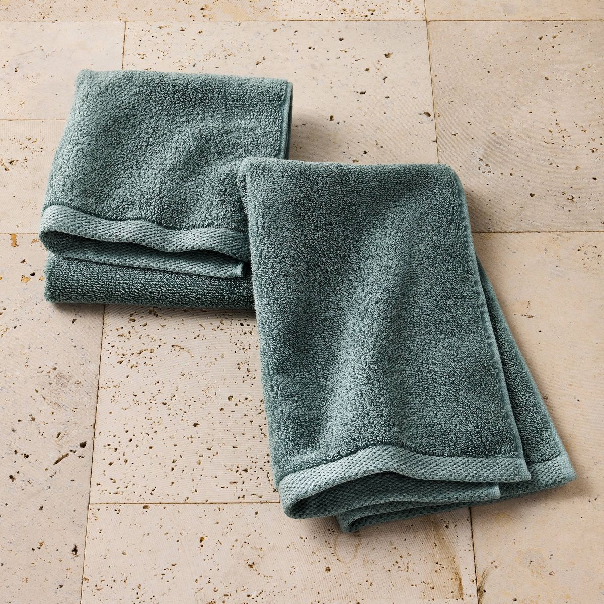 2pk Organic Hand Towel Dark Teal - Casaluna™
