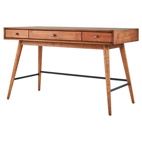 Finch Darren Mid-Century Modern Wood 1-Drawer Writing Desk Warm Dark Brown  FUTB10125A - Best Buy