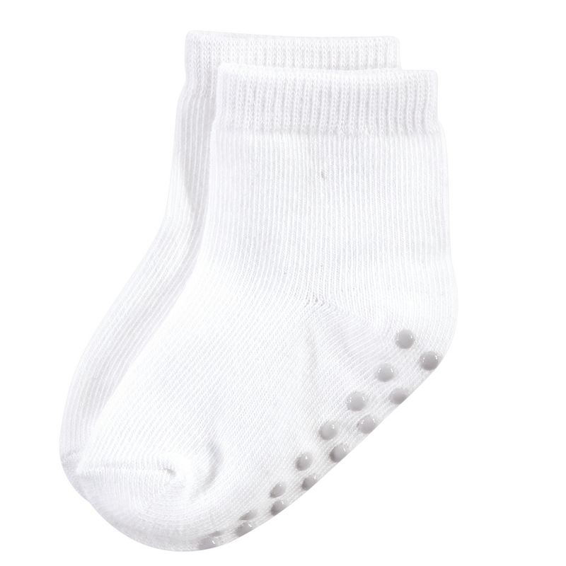 Touched by Nature Baby and Toddler Organic Cotton Blend Socks with Non-Skid Gripper for Fall Resistance, White, 3 of 4