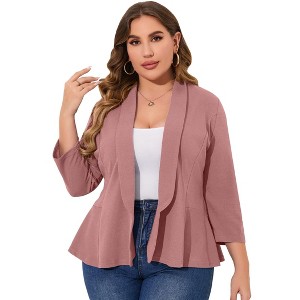 Coolmee Women Plus Size Casual Blazer Open Front Long Sleeve Work Office Cardigan Jackets - 1 of 4