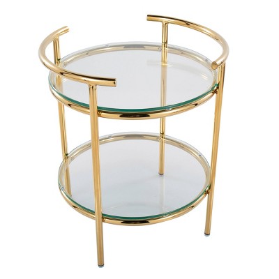 Rhonda Gold Metal and Clear Glass Round Side Table