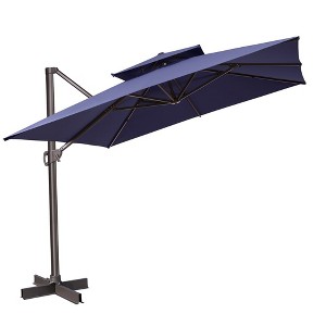 10 FT Patio Umbrella High-strength Aluminum Pole Dia 4" with 360°Rotation 5 Heights Adjustable Offset Double Top Square Cantilever Outdoor Umbrella - 1 of 4