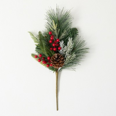 18"H Sullivans Pine And Berry Pick, Green