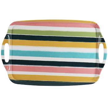 Gibson Home Tropical Sway Melamine 19 Inch Serving Tray in Multi Color Stripe