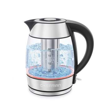 Hamilton Beach 1.7 L Glass Electric Kettle for Tea and Water, Cordless, LED  Indicator, Auto-Shutoff and Boil-Dry Protection, Brushed Metal (40865)