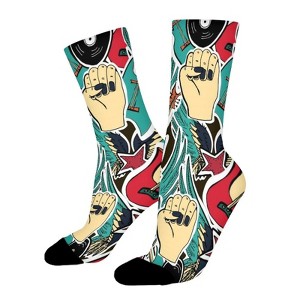 Crazy Punk Rock Women Printed Crew Socks Funny Funky Socks Soft Polyester Novelty Gifts for Artists Men - 1 of 1