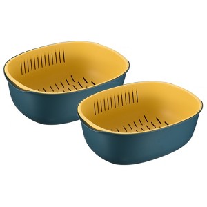 Unique Bargains Kitchen Colander Bowl Strainers Plastic Double Layered Drain Basket - 1 of 4
