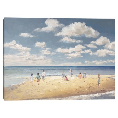 30" x 40" Beach Play by Studio Arts Canvas Art Print - Masterpiece Art Gallery