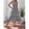 Summer Floral Print Sleeveless Maxi Dress with Zipper Pocket and English Warning Bag - Sweet and Fresh Country Style - 2 of 4