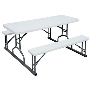 Plastic Development Group 6 Foot Indoor Outdoor Picnic Table with Steel Frame for Parties, Holidays, Weddings, and Crafts, White - 1 of 3