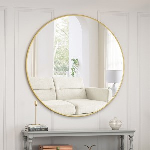 Wall Mirror, 39 Inch/42 Inch Circular Home Decor Farmhouse Metal Framed Mirror, Round Vanity Dressing Mirrors - 1 of 4