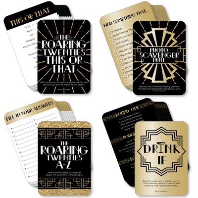 Drink If Game - Roaring 20's - 1920s Art Deco Jazz Party Game - 24 Count - Gold