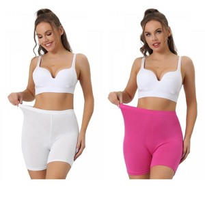 Allegra K Women's Mid-Thigh Boxer Full Coverage Soft Stretch Boyshorts 2 Packs - 1 of 4