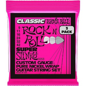 Ernie Ball Super Slinky Classic Rock N Roll Pure Nickel Wrap 9-42 Electric Guitar Strings 3-Pack 09 - 42 - 1 of 2