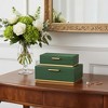 HomeRoots Set of Two Green And Gold Striped Nesting Storage Boxes With Lids - 2 of 4