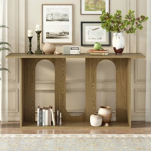 KIGFTSOD Modern and Curved Design Ash Veneer Console Table with Shelf, Suitable for Entryway, Hallway Living Room, Foyer, Corridor - 1 of 4
