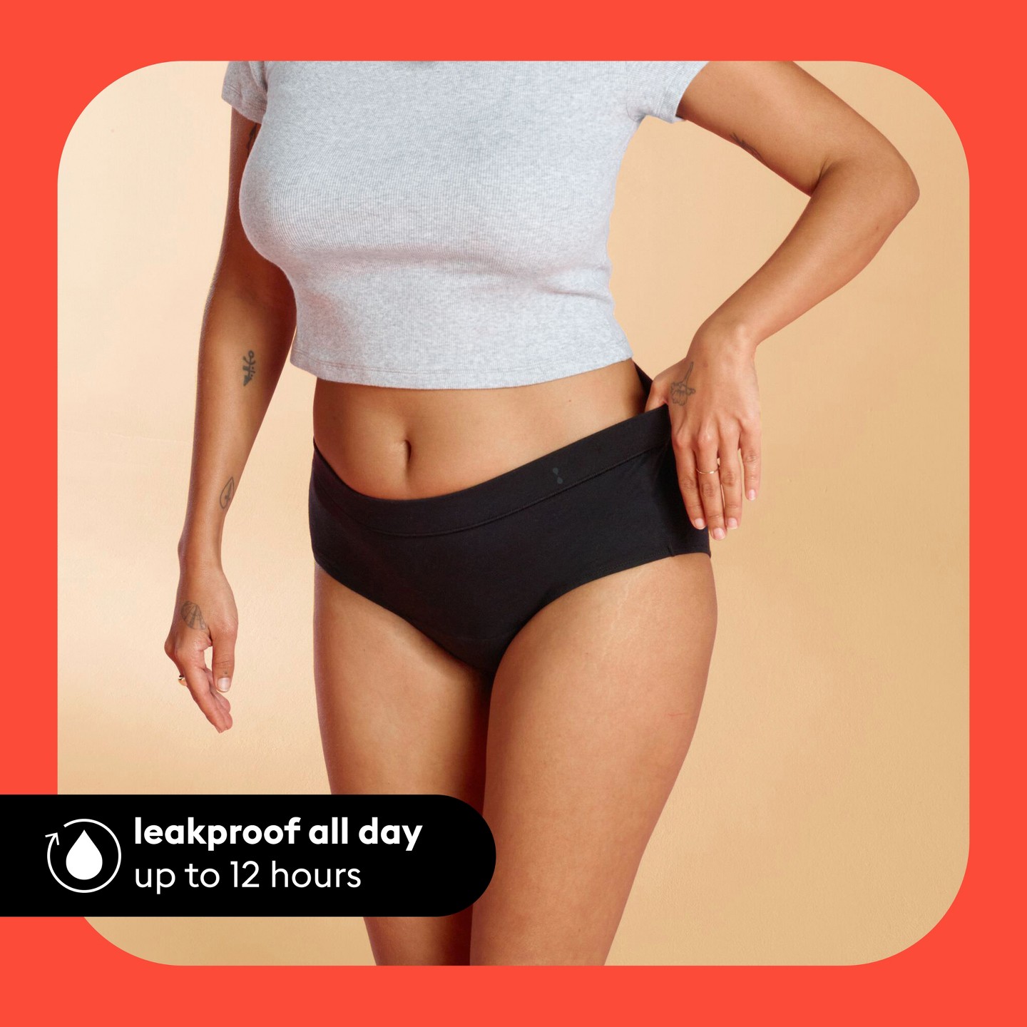 Трусы-брифы Absorbency, защита от протекания — Thinx, цвет: Чёрный — фото 3