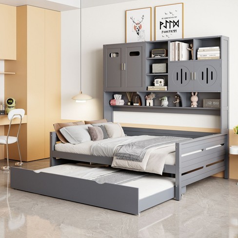 Twin/Full Size Daybed with Twin Size Trundle and All-in-One Cabinet and Shelf-ModernLuxe - image 1 of 4