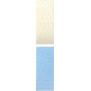 REGALWOVEN Solid Stripe Pattern Bathroom Face Hand Towels 14" x 30"/13" x 30" 2 Pcs - 1 of 4