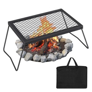 Campfire Grill Grate Set, Carbon Steel with 600°f Powder Coating, Adjustable Swivel & Folding Models with Carry Bag for Outdoor BBQ Cooking - 1 of 4
