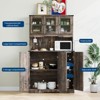 70" Kitchen Pantry Cabinet with Power Outlet, Freestanding Microwave Stand & Adjustable Shelf with Acrylic Doors - 3 of 4