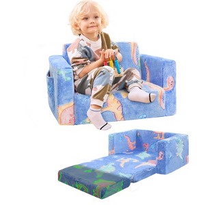 Inhand Kids Sofa, 2-in-1 Soft Toddler Couch Fold Out, Toddler Chair Comfy with Cute Designs, Convertible Sofa to Lounger for Girls and Boys - 1 of 4