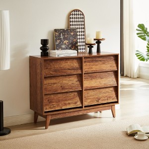 RISOKEYS 6-Drawer Dresser for Bedroom, Wood Vintage Chest of Drawers with Bevel Design for Closet, Bedroom and Living Room - 1 of 4