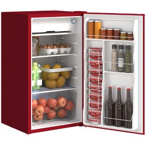 HOMCOM Mini Fridge with Freezer, 3.2 Cu.Ft Compact Refrigerator with Adjustable Shelf, Mechanical Thermostat and Reversible Door for Bedroom, Red - 1 of 4