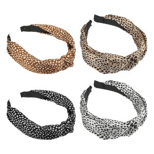 Unique Bargains Women's Leopard Spots Top Knot Headband Multicolor 4 Pcs - 1 of 4