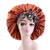 Anna-Kaci Women Silk Bonnet for Sleeping Satin Lined Hair Bonnet with Floral Tie Band for Curly Hair Protection - 2 of 4