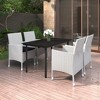 vidaXL Patio Dining Set Outdoor Table and Chair Set Poly Rattan and Glass - White 55.1" Table Length 4 Items - 2 of 4
