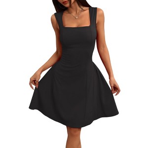 Women's Sleeveless Square Neck Fit Mini Dress Elegant Party Dress - 1 of 4